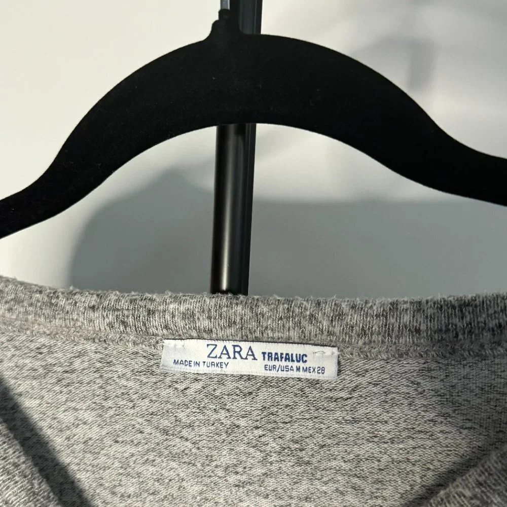 Zara | Cotton Trafaluc Cropped Long Sleeve Cotton Shirt | Heather Gray | Size M - Picture 4 of 6